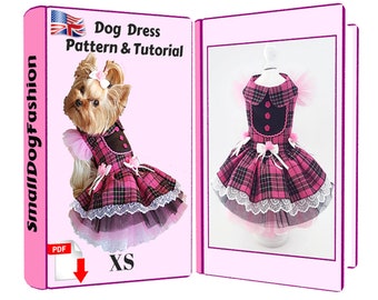 Small Dog clothes sewing pattern PDF Pet dress pattern Girl dog clothes PDF dog dress Dog tutu dress Pet clothing pattern PDF dog pattern