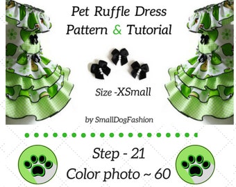 Small pet dog dress pattern XS dog clothes dress for small dog clothes Dog dresses Pdf Dog puppy clothes Dog clothes pattern dog dress PDF