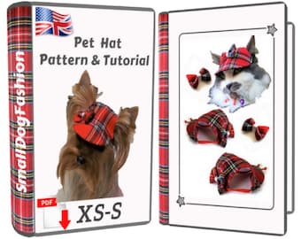 Ropa para mascotas PDF Para patrones de ropa para perros Patrón de gorro para perro PDF Ropa para perros pequeños Gorro para mascota PDF Patrón para perro Gorro para perro pequeño tallas xsmall small