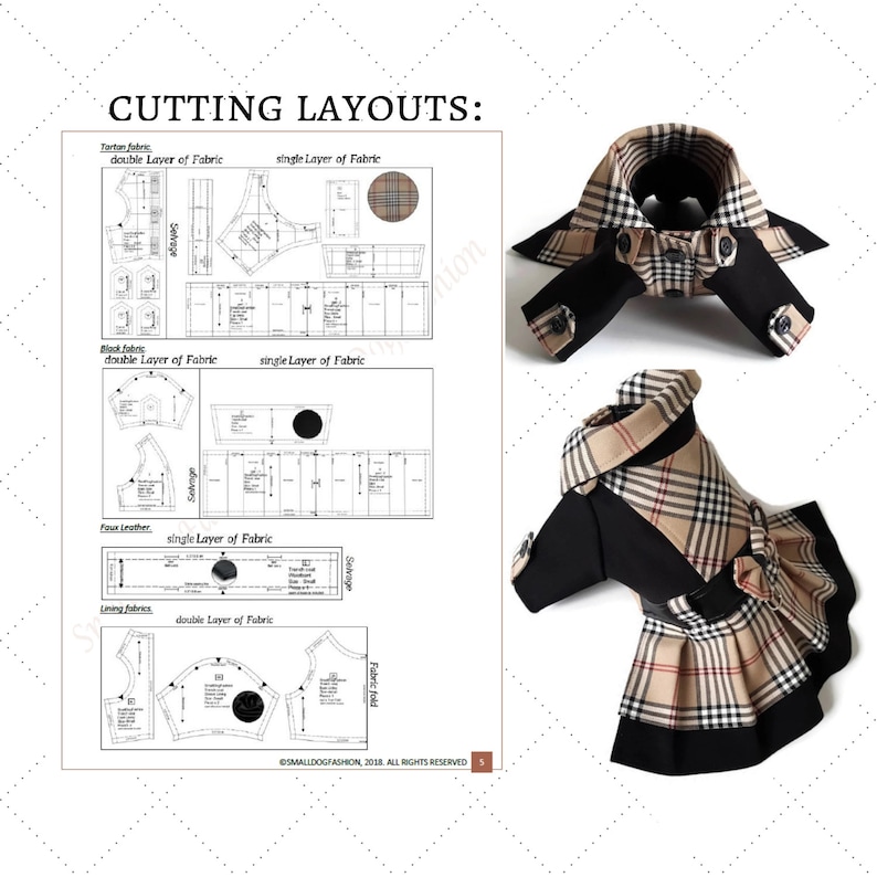 Dog clothes patterns for small dogs Tartan Coat and Hat set Etsy