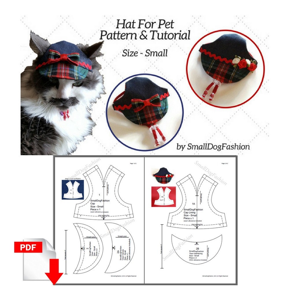 Pet hat PDF Pattern Small dog hat pattern for dog pdf Dog hat Etsy