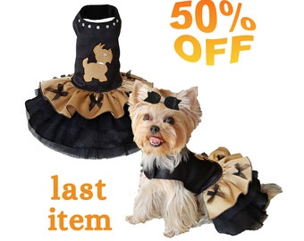 Dog dress for small dog clothes Black dog dress Pet clothes small Dog dresses Small pet dresses Dog ruffle dress size x small Last item Sale