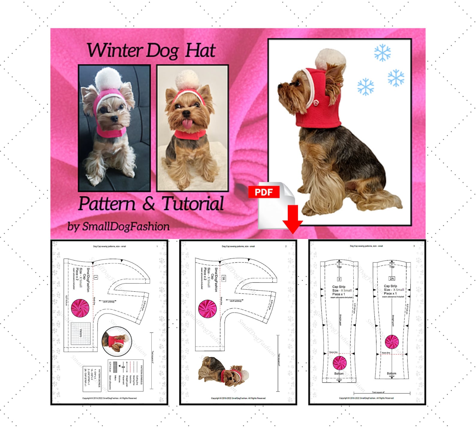 Small Dog Fleece Hat Sewing Pattern PDF Small Pet Hat Pet Etsy