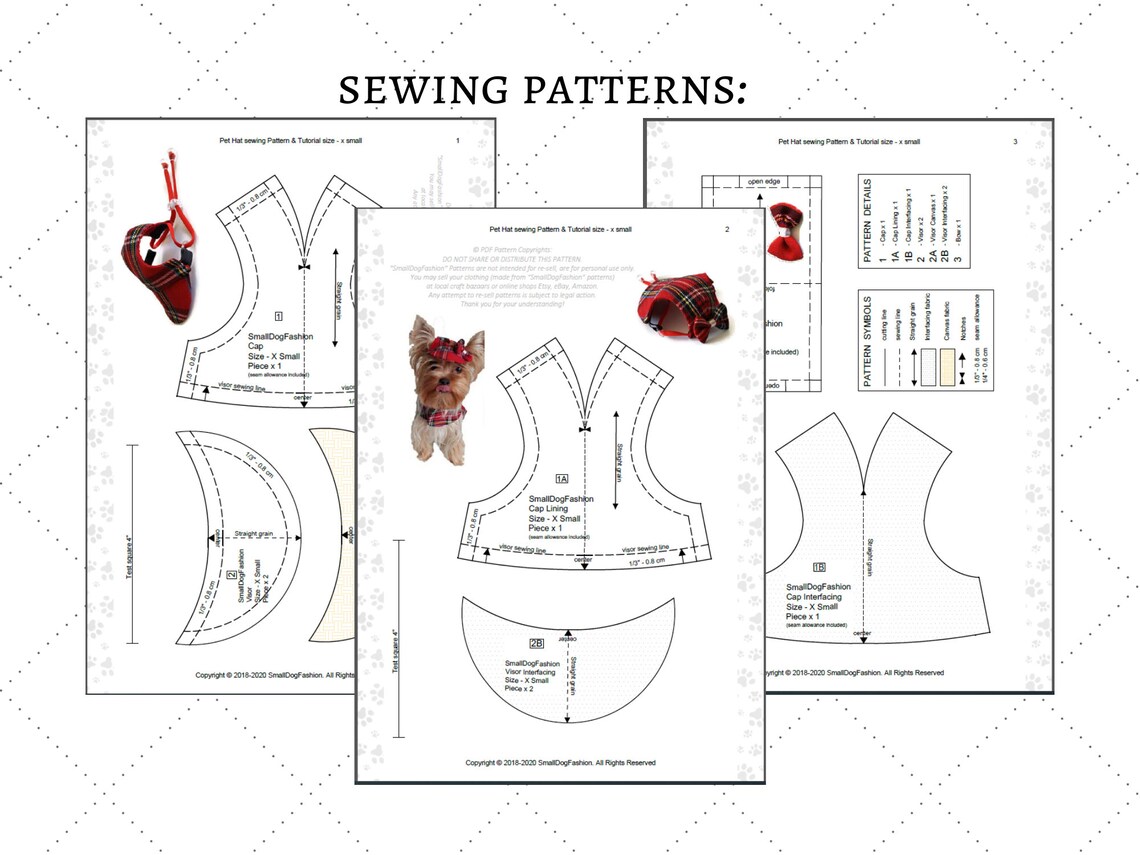 Dog Clothes Pattern a Set of Sewing Patterns for Xsmall Dogs Etsy