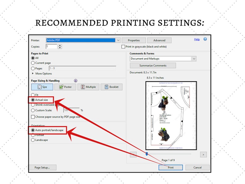 Puede incluir: Una captura de pantalla de una pantalla de ordenador que muestra la configuraci&oacute;n de impresi&oacute;n de un documento PDF. La configuraci&oacute;n incluye opciones para las p&aacute;ginas a imprimir, el tama&ntilde;o y la manipulaci&oacute;n de las p&aacute;ginas, y la orientaci&oacute;n. El documento mide 8,3 x 11,7 pulgadas.