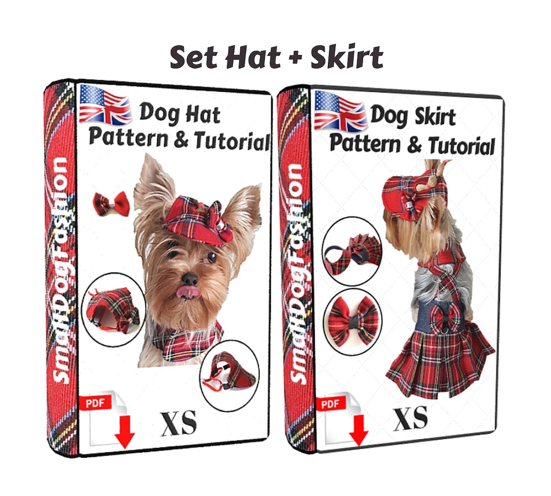 Dog Clothes Pattern a Set of Sewing Patterns for Xsmall Dogs Hat and