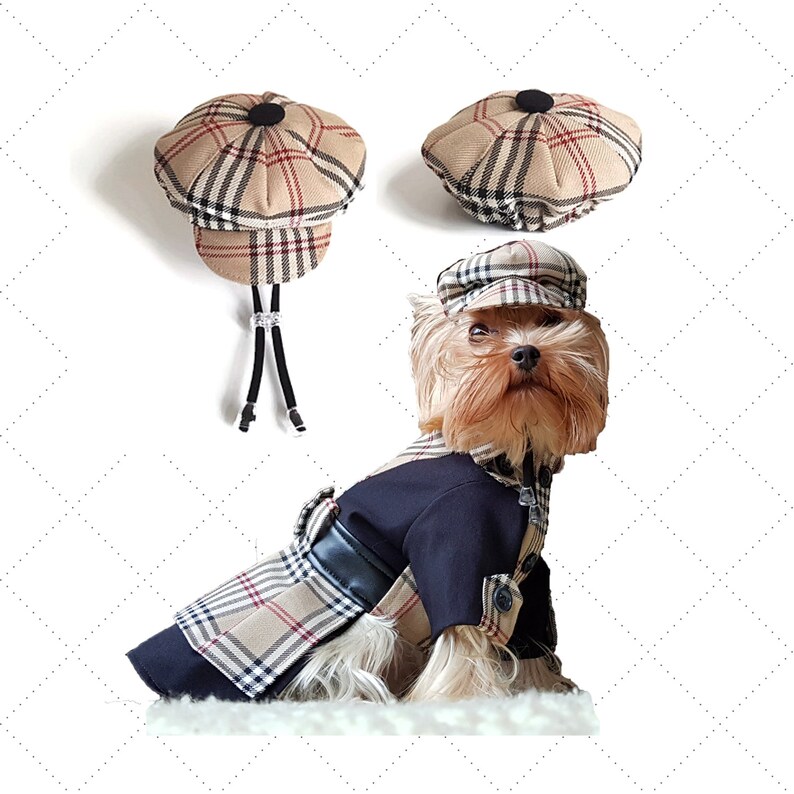 Dog clothes patterns for small dogs Tartan Coat and Hat set Etsy