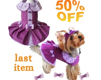 Dog dress for small dog clothes Purple dog dress Pet clothes small Dog dresses Small pet dresses Dog harness dress size small Last item Sale