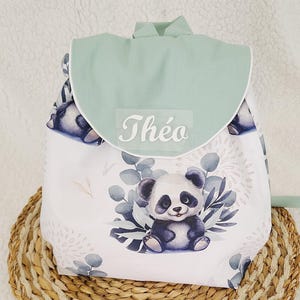 Sac à dos enfant personnalisé ,sac maternelle motif panda , sac pour la crèche ou la nounou