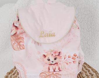 Personalized children's backpack, lion cub motif nursery bag, bag for the nursery or nanny