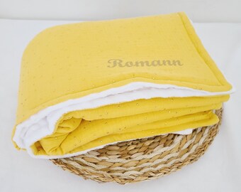 Personalisierte Babydecke in Double-Gaze- und Minky-Farben Ihrer Wahl – Babydecke