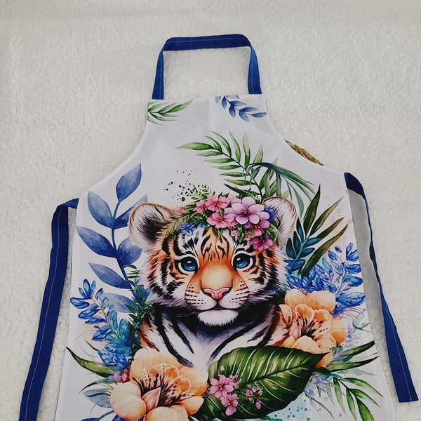 Tablier pour enfant motif tigre taille 6/10 ans