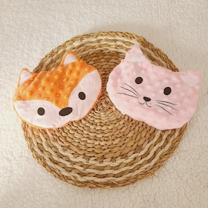 Fox or cat hot water bottle with removable cover and organic flax seeds