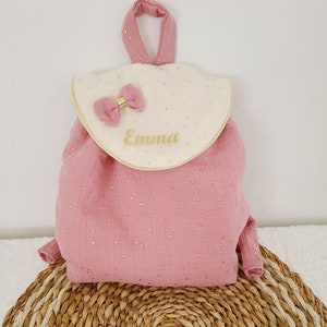 Mochila infantil personalizada, bolsa maternidade em gaze dupla com bolinhas douradas, cores a escolher, bolsa para maternidade ou babá