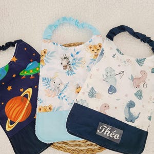 Personalized nursery canteen napkin or elasticated canteen bib with pattern of your choice