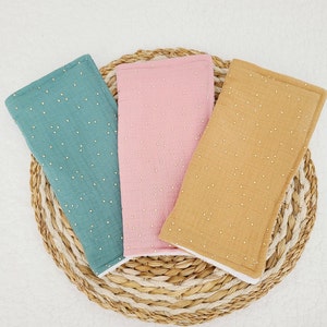 Customizable double gauze napkin with gold polka dots image 1