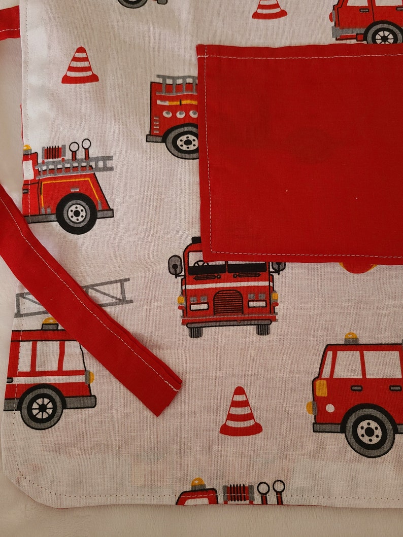 Customizable children's apron with fire truck patterns image 5