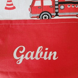 Customizable children's apron with fire truck patterns image 8