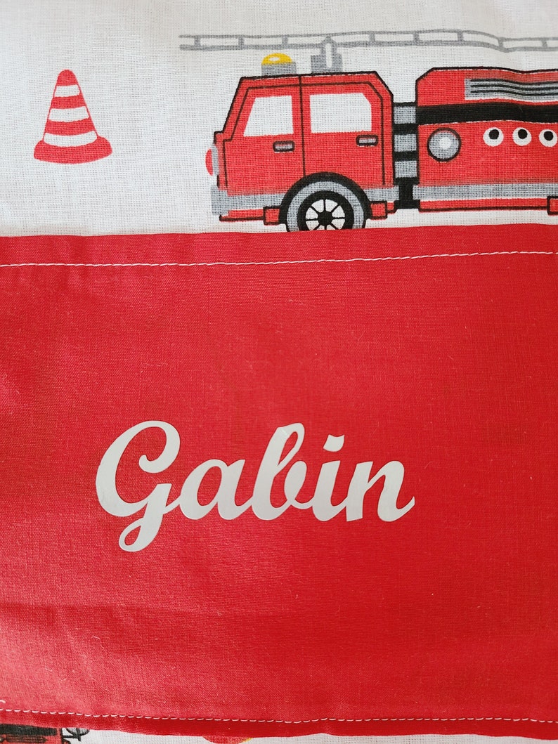 Customizable children's apron with fire truck patterns image 8