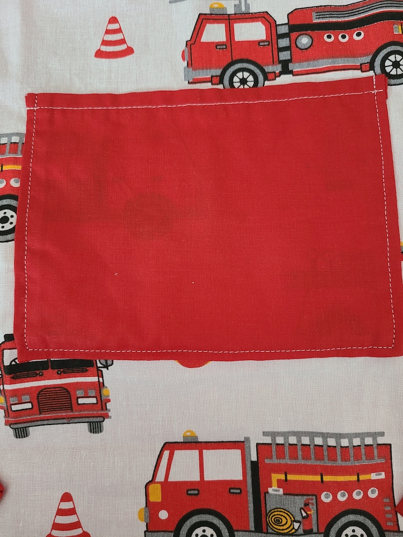 Customizable children's apron with fire truck patterns image 7