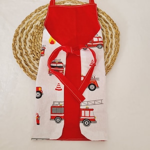 Customizable children's apron with fire truck patterns image 10