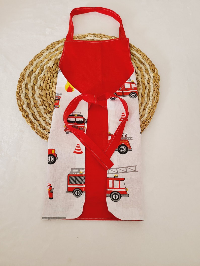 Customizable children's apron with fire truck patterns image 10