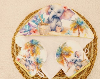 Bath cape, baby bath towel, elephant pattern
