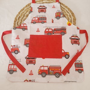 Customizable children's apron with fire truck patterns image 4