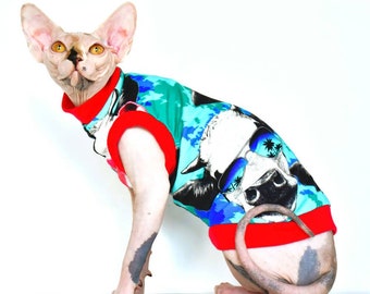 Crazy Moo Cotton Knit - Sphynx Cat Top, Sphynx Jumper, Sphynx t-shirt, Vêtements pour chat, Sphynx Cat Top Sphynx Clothing SphynxFashion