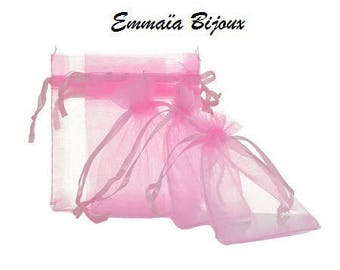 2 pockets organza rose 7 x 9 cm