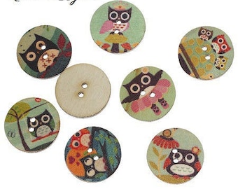 6 nice 20 mm wooden buttons