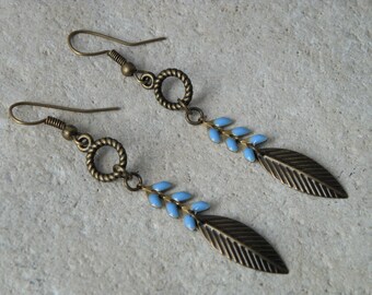 Earrings chains enamel stars night sky *.