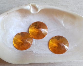 12 Orange 20 mm yellow resin cabochons