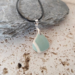 Treasures of water - Retro vintage poetic pendant - antique earthenware dishes - sea pottery - broken china - mudlarking - recycling