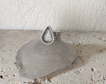 Trésors de l'eau - Bague verre dépoli et support plaqué argent- Recyclage - sea pottery - mudlarking - sea glass