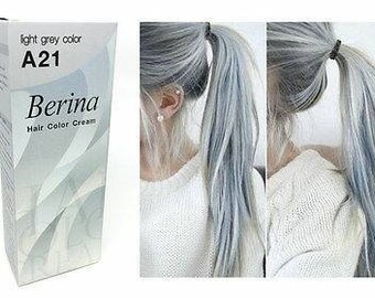 BERINA A21 Light Grey Super Hair Dye Color Cream Permanent Fashion Unisex