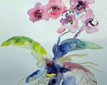 aquarelle originale les orchidées