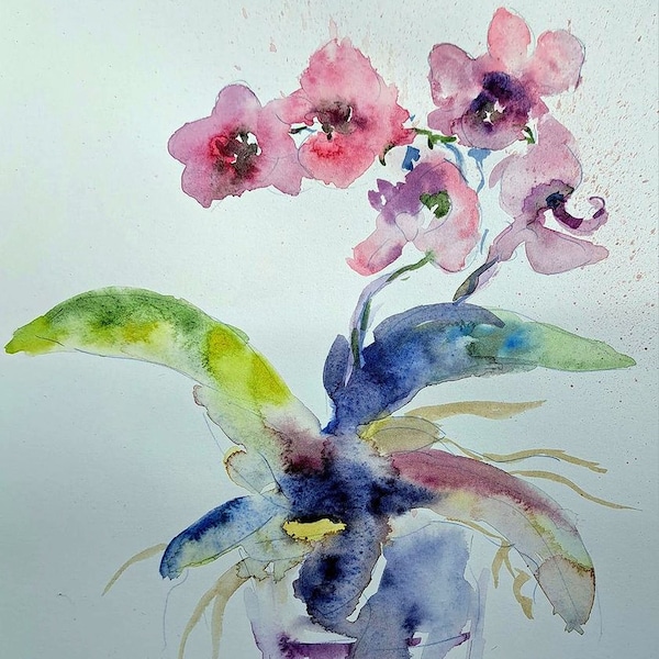 aquarelle originale les orchidées