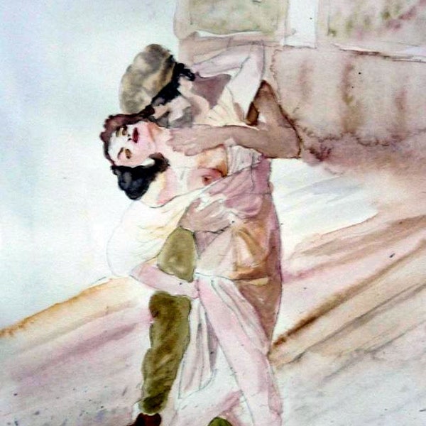 une danse sensuelle aquarelle originale, tango