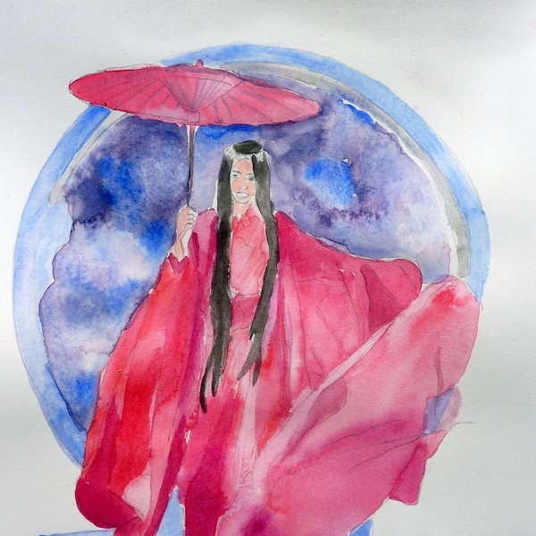 aquarelle une femme japonaise