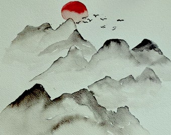 Asian landscape, Chinese ink