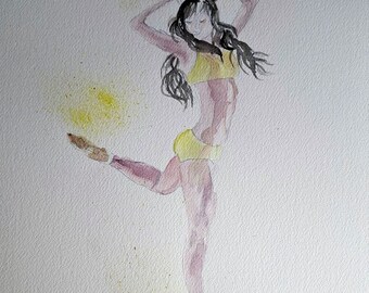 aquarelle unique la danseuse classique