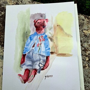 acquerello un orsacchiotto molto vecchio