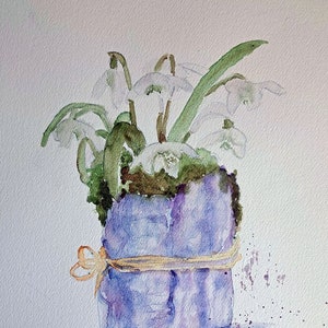watercolor of flowers, snowdrops
