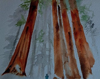 aquarelle les beaux arbres , nature spendide