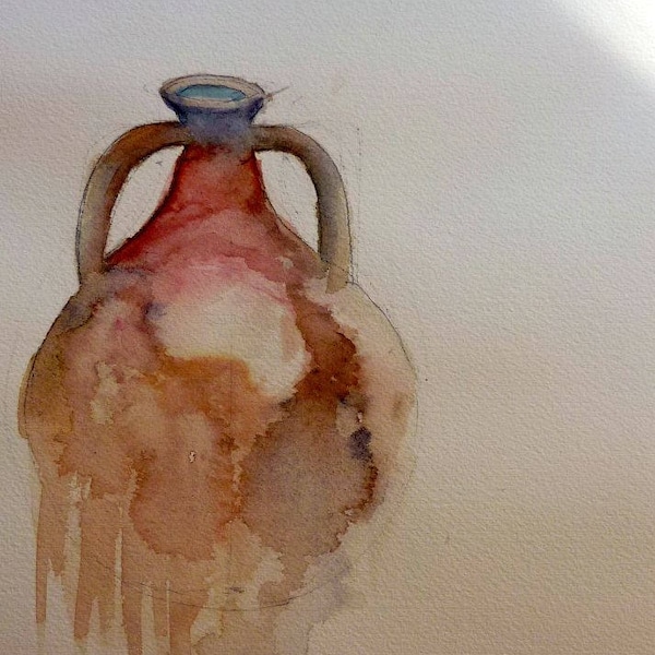 a watercolor Roman jar