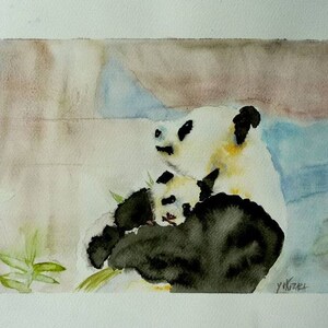 Pandas, a mother and her baby
