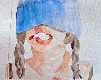 aquarelle la femme fumeuse , je fais ce que je veux