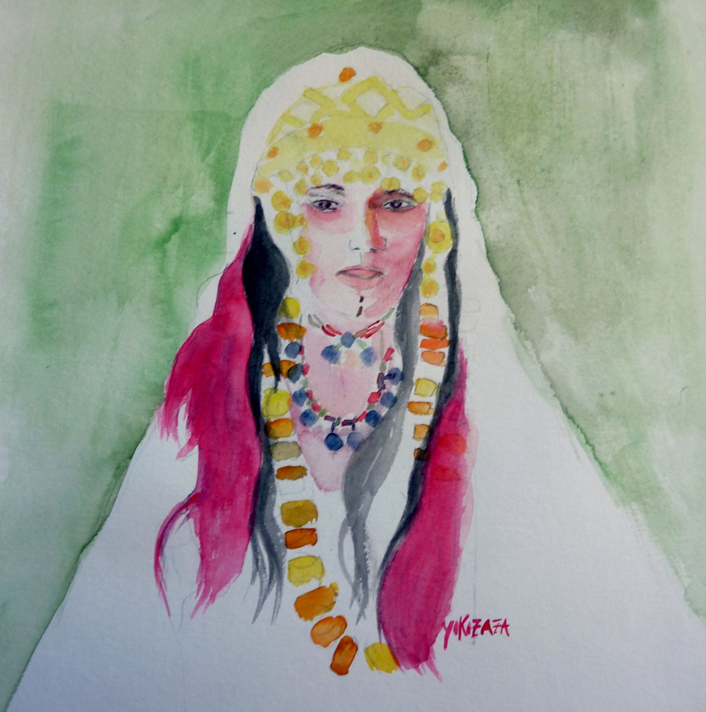Aquarelle Femme Berbere Maroc Kabylie Algerie Originale Etsy