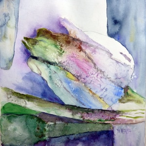 watercolor the imaginary flower bud in pastel colors
